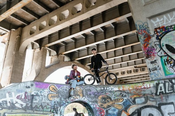 Skateboarders express their artistic side by painting their boards and the skateparks surrounding them, turning the concrete landscapes into vibrant canvases that reflect their individuality and passion for creativity. 