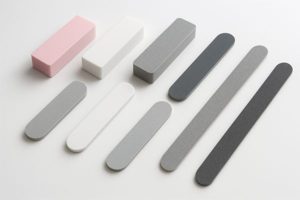 Buffers, blocks, and files arranged in straight rows for comparison on a white surface.