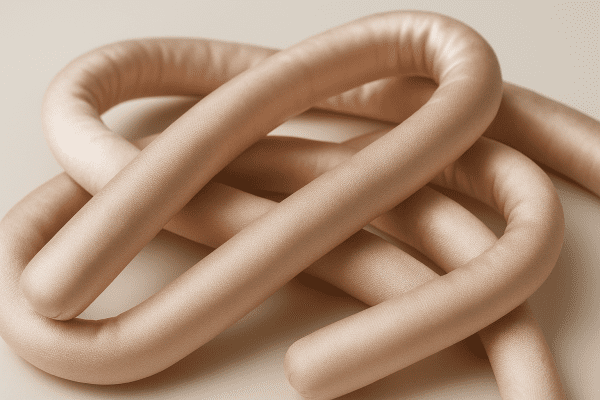 Macro image of satin foam rods, highlighting their soft, smooth texture and premium construction.