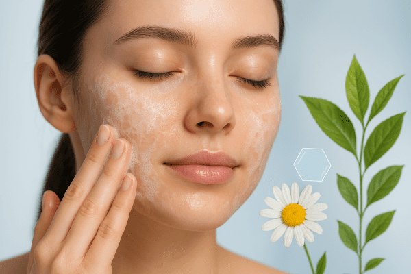 Woman gently cleansing her face with gel-based cleanser, glowing and healthy skin.