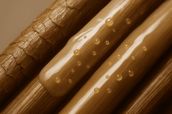 Macro view of hair strands with mask ingredients visibly bonding and smoothing cuticle surfaces.